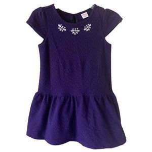 Gymboree Jeweled‎ Fit & Flare Dress Purple Cap Sleeve Sz 6 VGUC
